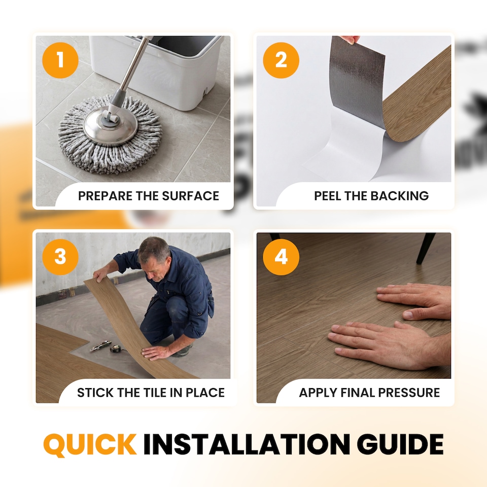 image 1 of NOVECRAFTO Self Adhesive Vinyl Floor Planks – Peel & Stick Flooring – Beige Grey Wood Effect – Easy DIY Installation – Durable & Waterproof Tiles | Brown | 1.39 sqm