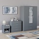 image 4 of Vida Designs Riano 3 Piece Bedroom Set (1 Drawer Bedside Chest, 4 Drawer Chest, 3 Door 2 Drawer Mirrored Wardrobe), Grey (5)