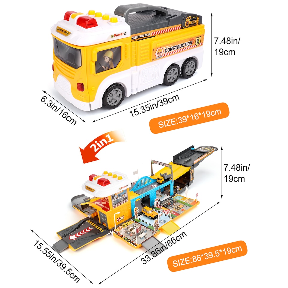 image 1 of Construction Play Set with Heavy Lifting Helicopter, Construction Station & 22 Accessories With Realistic Lights, Sounds & Music