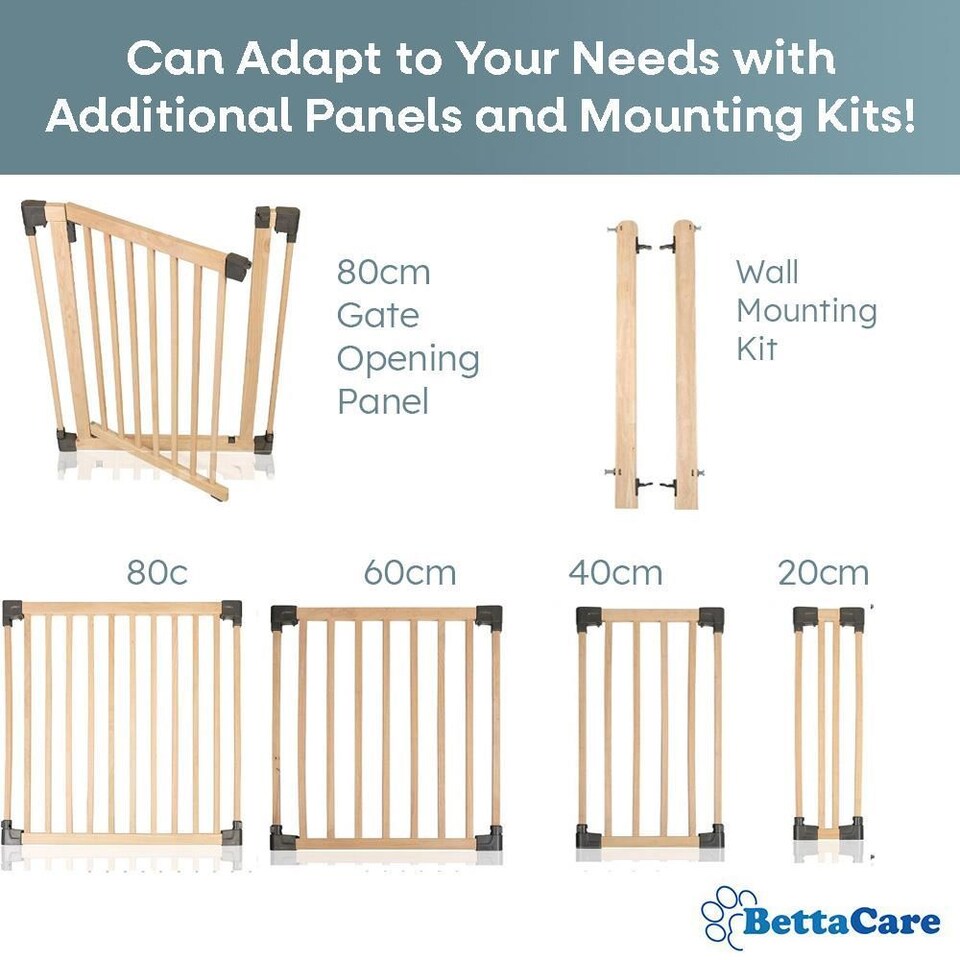 image 1 of Bettacare Wooden Multi Panel Flexible Pet Barrier, Natural Wood, up to 176cm Wide, Dog Barrier for Pets Dogs and Puppy Cream | Natural