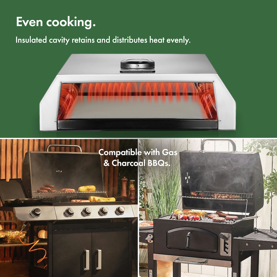 image 1 of VonHaus Pizza Oven for Outdoor BBQ with Pizza Stone