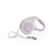 Flexi New Comfort Small Taped Retractable Dog Lead - Rose Pink/White - 5m