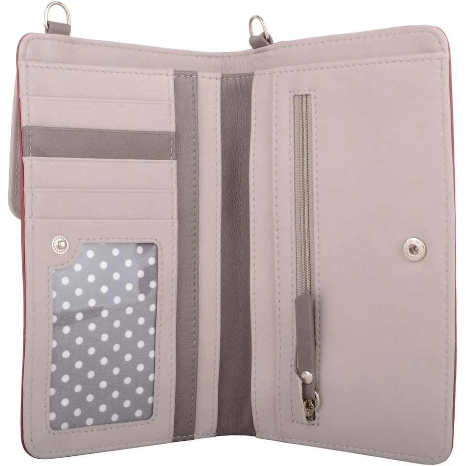 image 1 of Lightweight Genuine Leather Travel Phone Cross Body Shoulder Bag Red | Red/Ivory