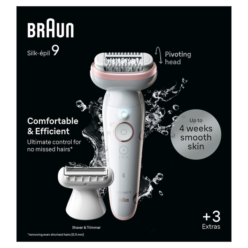 image 1 of Braun Silk-épil 9,  Epilator For Easy Hair Removal, Lasting Smooth Skin, 9-030, White/Flamingo
