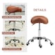 image 5 of HOMCOM PU Leather Saddle Stool w/ Moulded Padded Seat Adjustable Height Brown