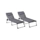 image 1 of Neo Pair of Outdoor Portable Lightweight Sun Lounger Sunbed Folding Camping Reclining Lounge Chair Garden Beach Patio | Grey