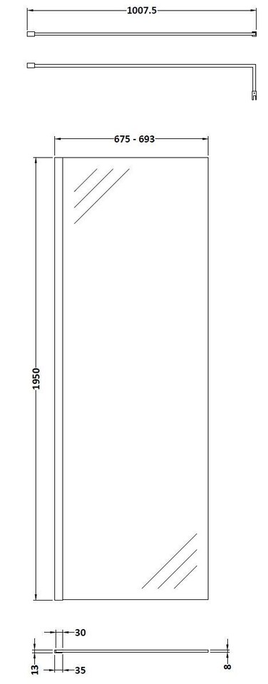image 1 of Balterley Contemporary Wetroom Screen Aluminium | Silver | Chrome