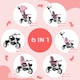 image 3 of HOMCOM 6 in 1 Kids Trike for 1-5 Years, Toddler Tricycle Folding Bike with Parent Handle, Reversible Seat, Storage Basket, Canopy, 5-point Seat Harness, Pink