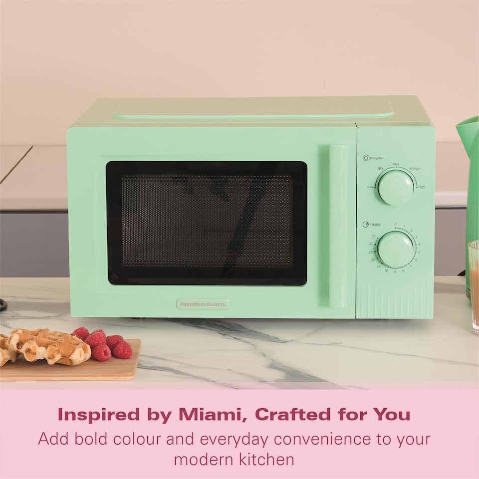 image 1 of Hamilton Beach Miami Manual 800W Microwave - Mojito Mint