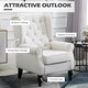 image 4 of HOMCOM Accent Retro Tufted Club Wood Fabric Armchair Cream White