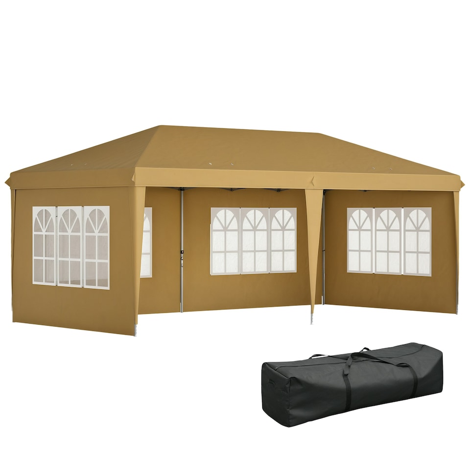 image 1 of Outsunny 3 x 6m Heavy Duty Gazebo Marquee Party Tent with Storage Bag Khaki