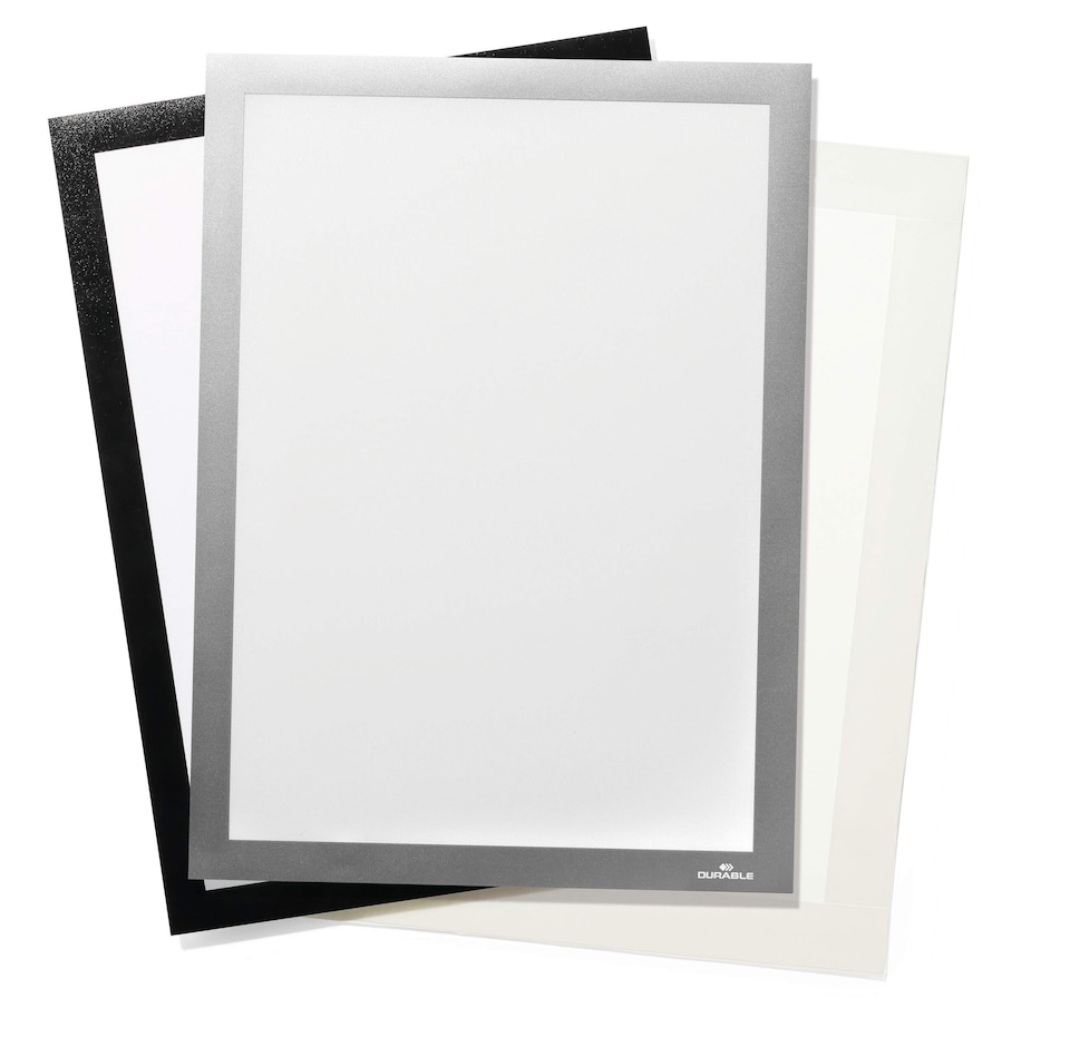 image 1 of Durable DURAFRAME GRIP Fabric Adhesive Magnetic Signage Frame | A4 | Silver | Silver