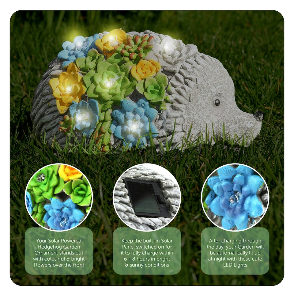 image 1 of Solar Hedgehog Statue Garden Ornaments