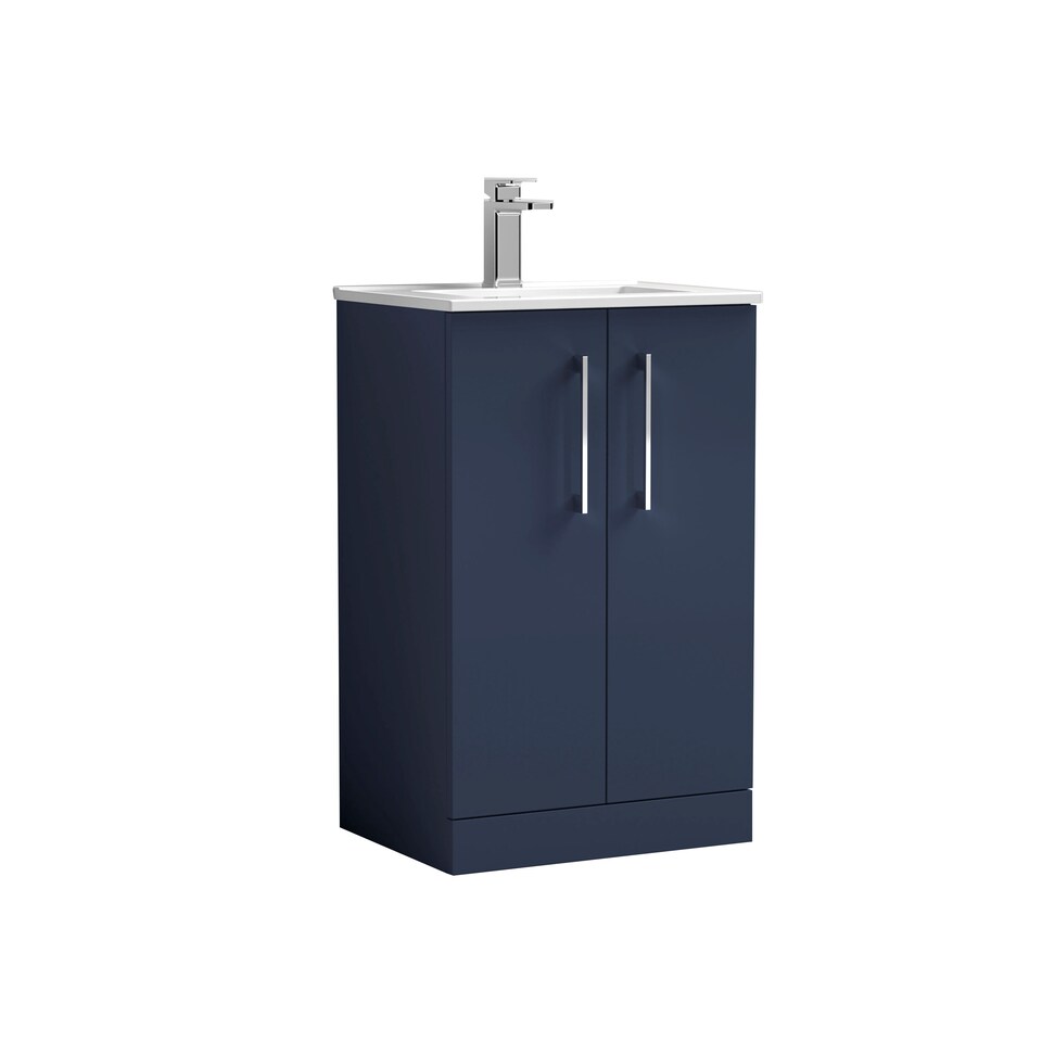 image 1 of Balterley Contemporary Bathroom 2 Soft Close Door & Minimalist Floor Standing Vanity Unit Basin | Blue | Midnight Blue | 818 x 500 x 390mm