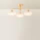 image 4 of ValueLights Amaia Gold IP44 3 Way Clear Ribbed Glass Ceiling Light | Gold