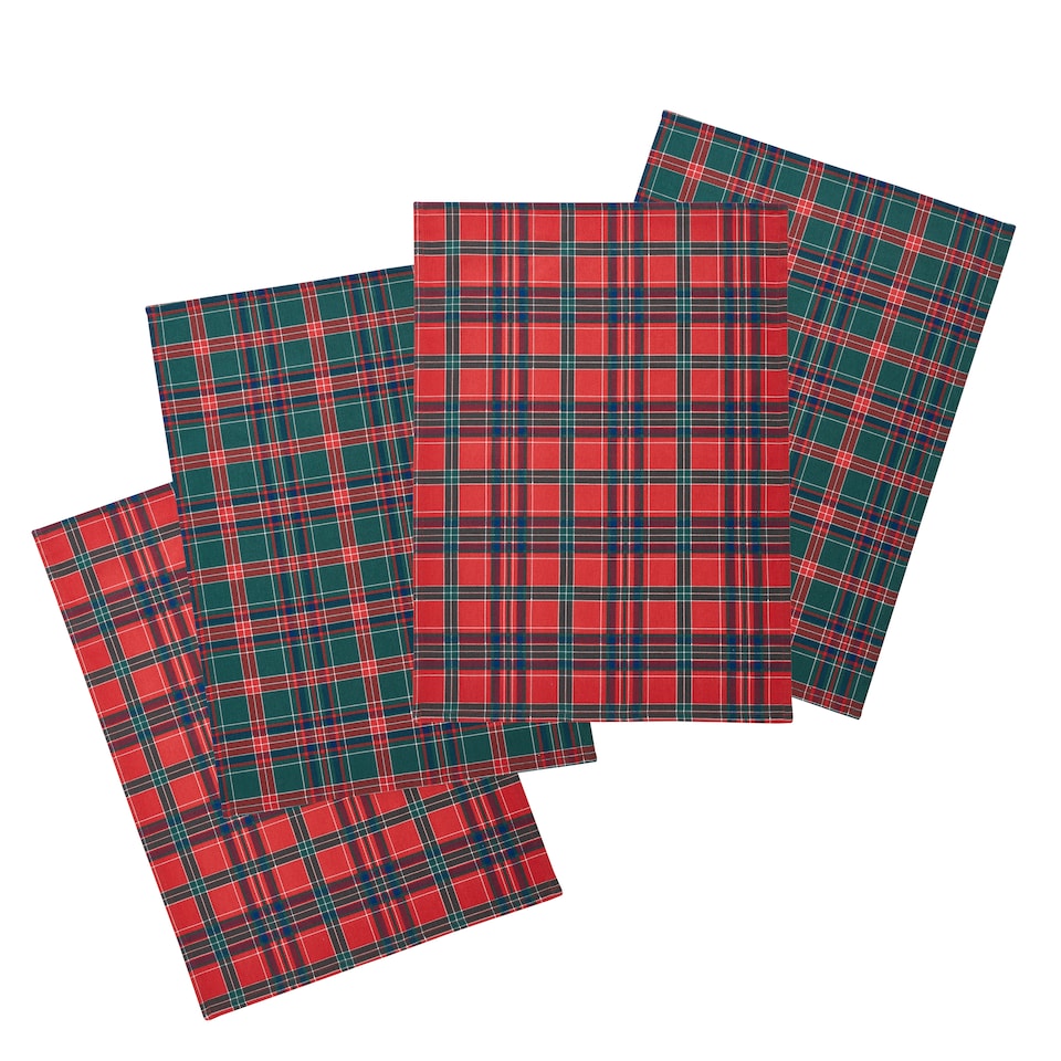 image 1 of Catherine Lansfield Christmas Tartan Check Kitchen Tea Towel Pack of 4