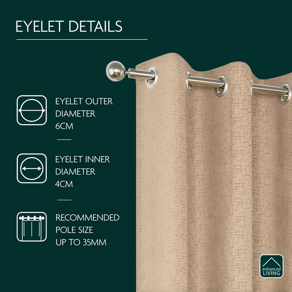 image 1 of Enhanced Living Vogue Latte Natural 66 x 90 inch (168x229cm) Eyelet Thermal Noise reducing Dim Out Curtains (PAIR)