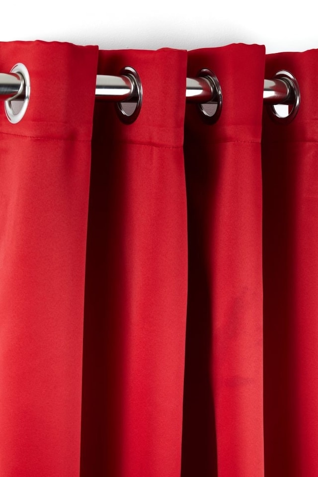 image 1 of Woven Thermal Blackout Eyelet Curtains Red 168cm x 137cm | Red | Red