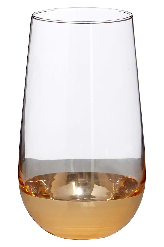 image 1 of Interiors By Premier Modern Set of 4 Delicate Highball Glasses, Hand Blown Clear Tumblers, Cocktail Glasses With Golden Base