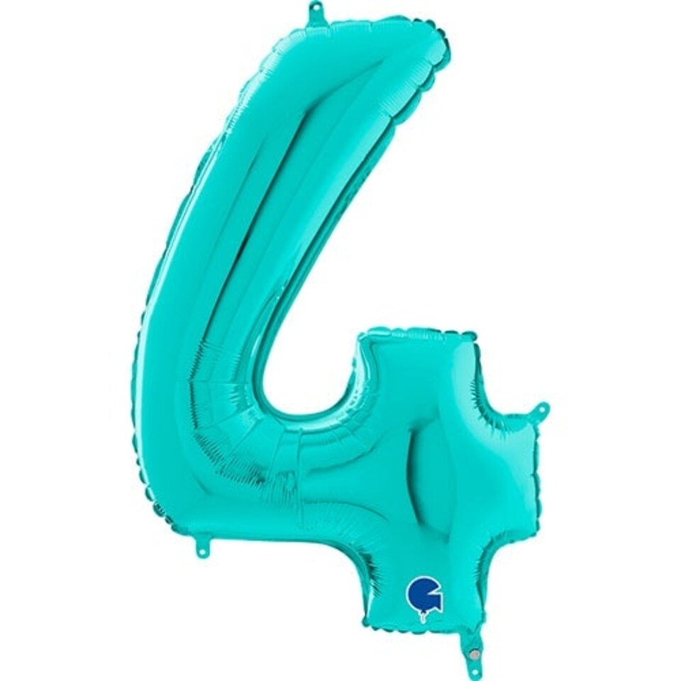 Tiffany Blue Number 4 Helium Foil Giant Balloon 66cm / 26 in