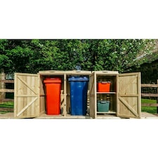 Chatburn 2 Wheelie Bin/2 Recycle Box Store - L80.4 x W203 x H120 cm - Fits 2 x 180L or 2 x 240L Wheelie Bins & 2 x Recycle Boxes Brown