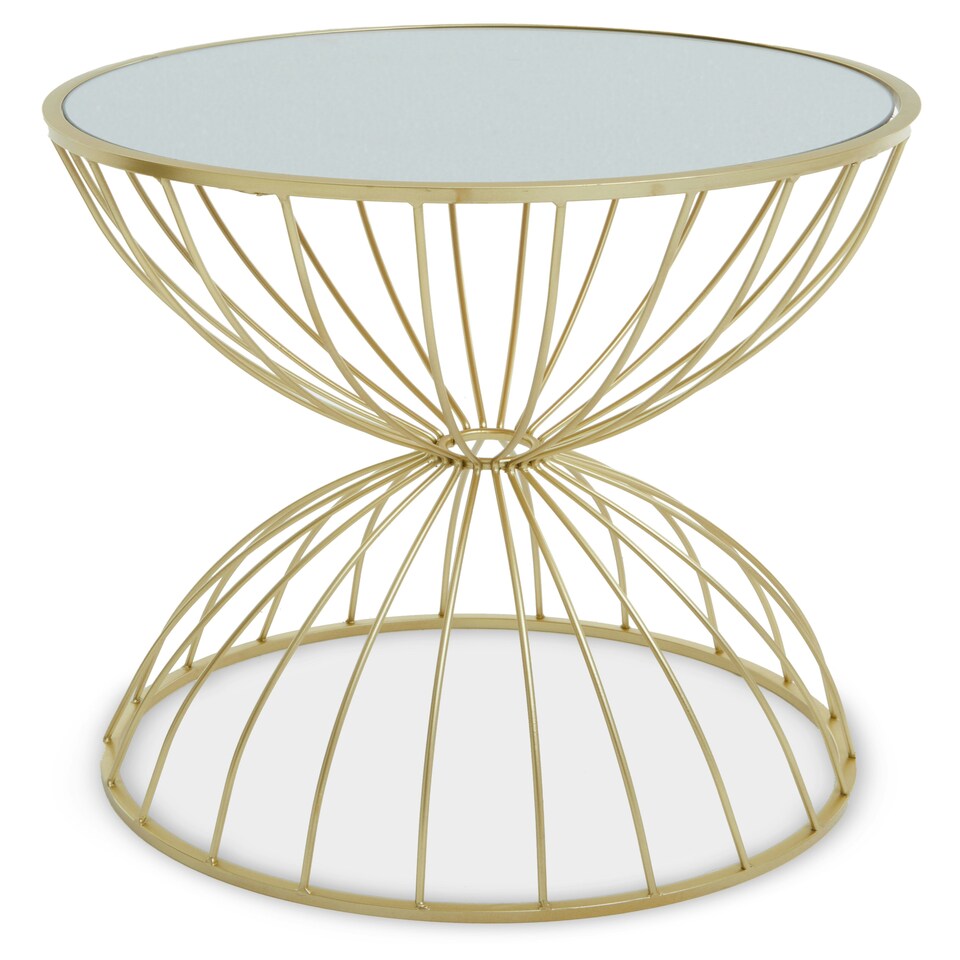 image 1 of Interiors by Premier Unique Hourglass Mirrored Top Gold Frame Side Table, Versatile Sidetable By Couch, Functional Corner Table Gold