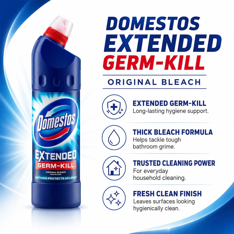 image 1 of Domestos Extended Germ Kill Original Bleach 750ml Pack of 6