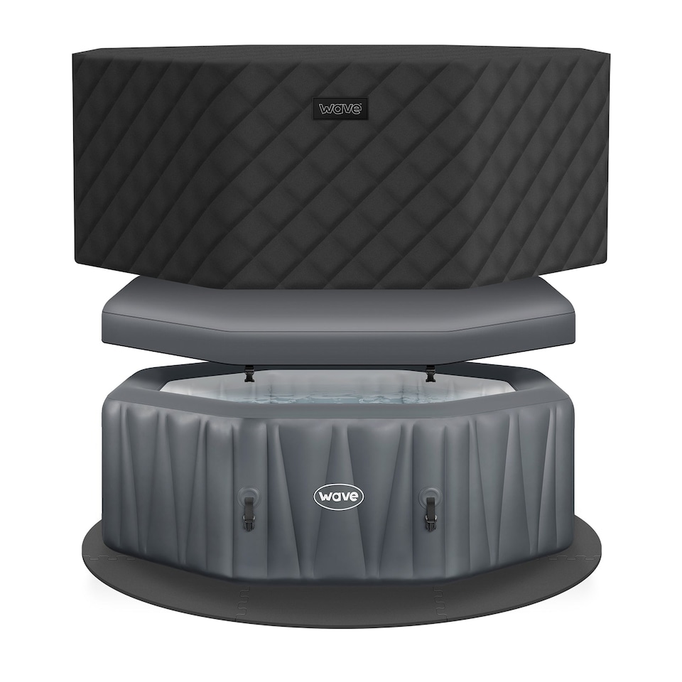 image 1 of Wave Aegean 6 Person Inflatable Hot Tub, EnergySave Bundle, Dark Grey