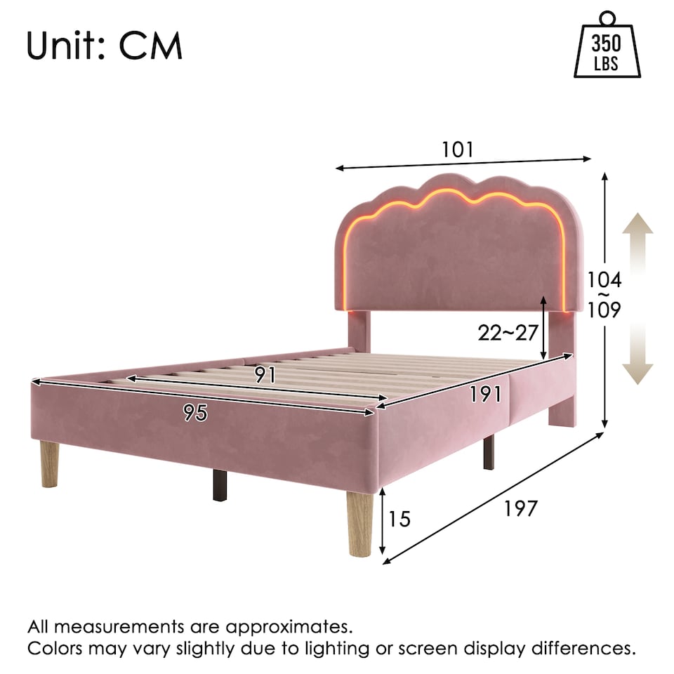 Encrypted Pink Single 3FT Velvet Bed with LED & Adjustable Headboard – Pink - Tesco ...