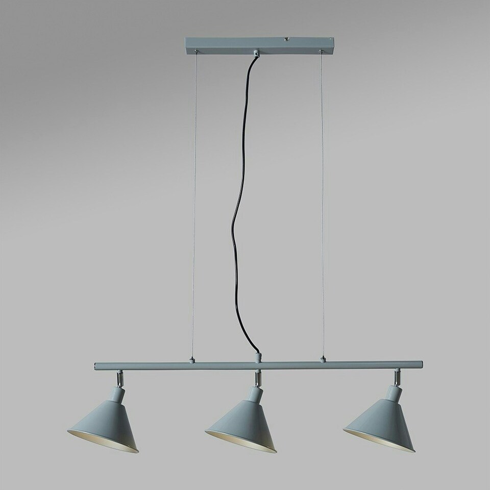 image 1 of ValueLights 3 Way Suspended Ceiling Light With Grey Silver Metal Cone Shades