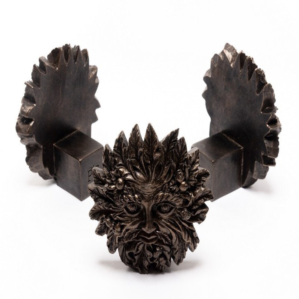 image 1 of Bronze Green Man Plant Pot Feet - Set of 3 - L5.5 x W8.5 x H8.5 cm | Brown
