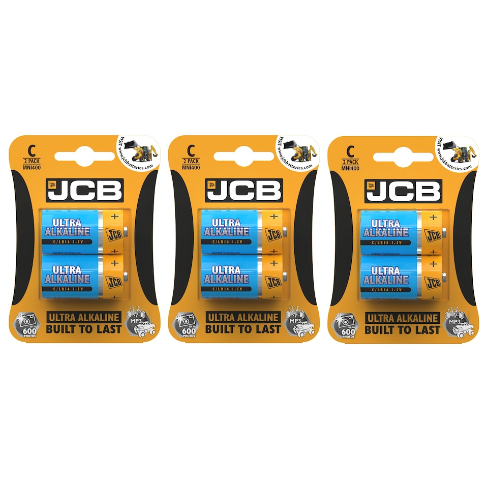 JCB C Size Super Ultra Batteries - Pack of 2 | Multi | C