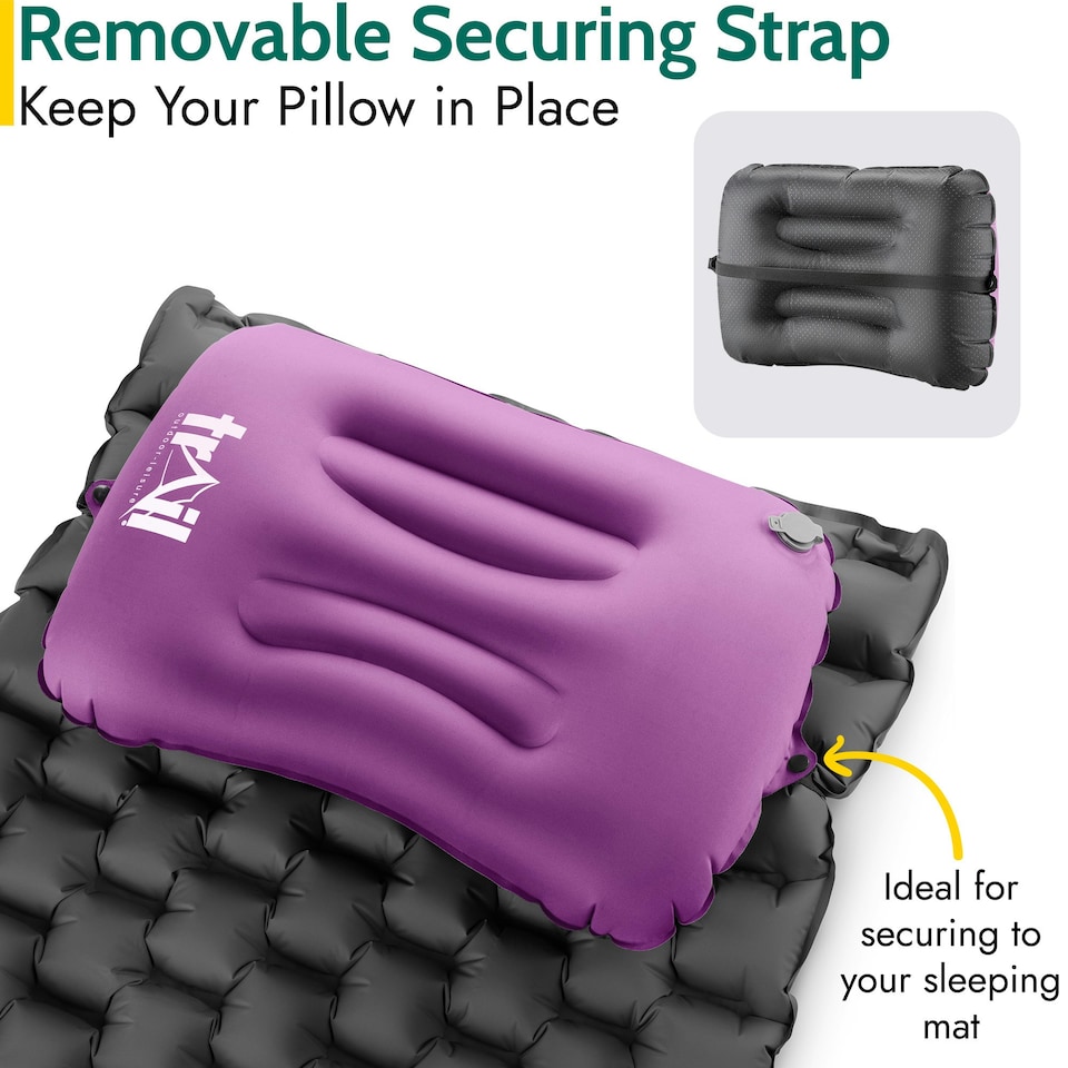 image 1 of Deluxe Inflatable Camping Pillows (2 Pack) - Purple