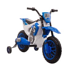 HOMCOM Kids Electric Motorbike, 12V Battery Powered Kids Motorbike for Boys and Girls with Training Wheels, Start-up Button, Pedal, for Ages 3-5 Years - Blue