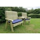 image 2 of Ergonomic Trio Set Wooden Garden Bench & Chair Set - L75 x W220 x H105 cm - Fully Assembled - Set of Waterproof Cushions Included