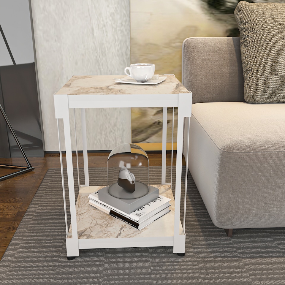 image 1 of Decorotika Zenas 40 cm Square Side End Table with Metal Frame