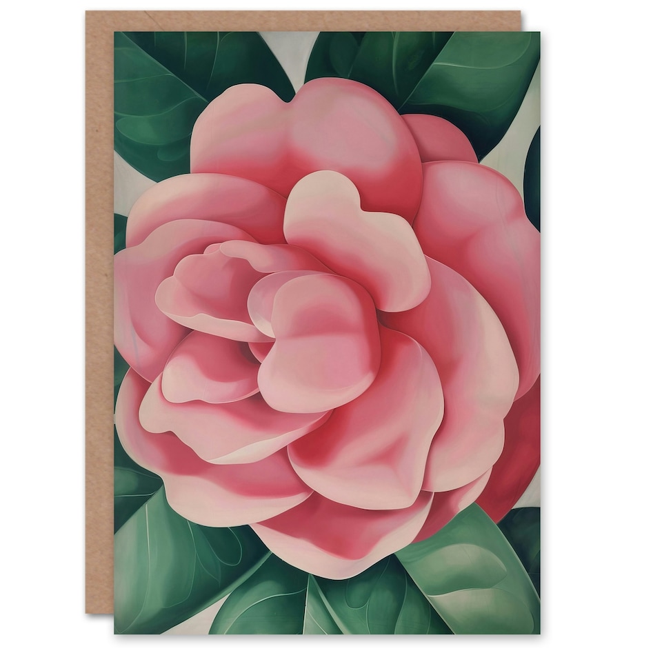 image 1 of Winter Rose Camellia Flower Watercolour Him Her Birthday Card