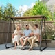 image 2 of Outsunny 3 Seater Garden Swing Chair with Adjustable Canopy, Sand Brown | Brown | Sand Brown | L