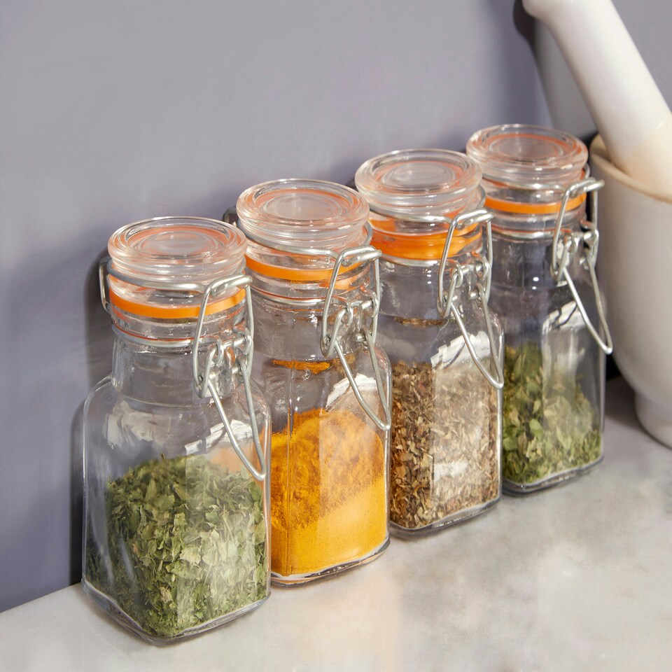 image 1 of Interiors by Premier Luca Set Of Four Clip Top Lid Glass Jars, Airtight Food Storage Jars With Silicone Seals