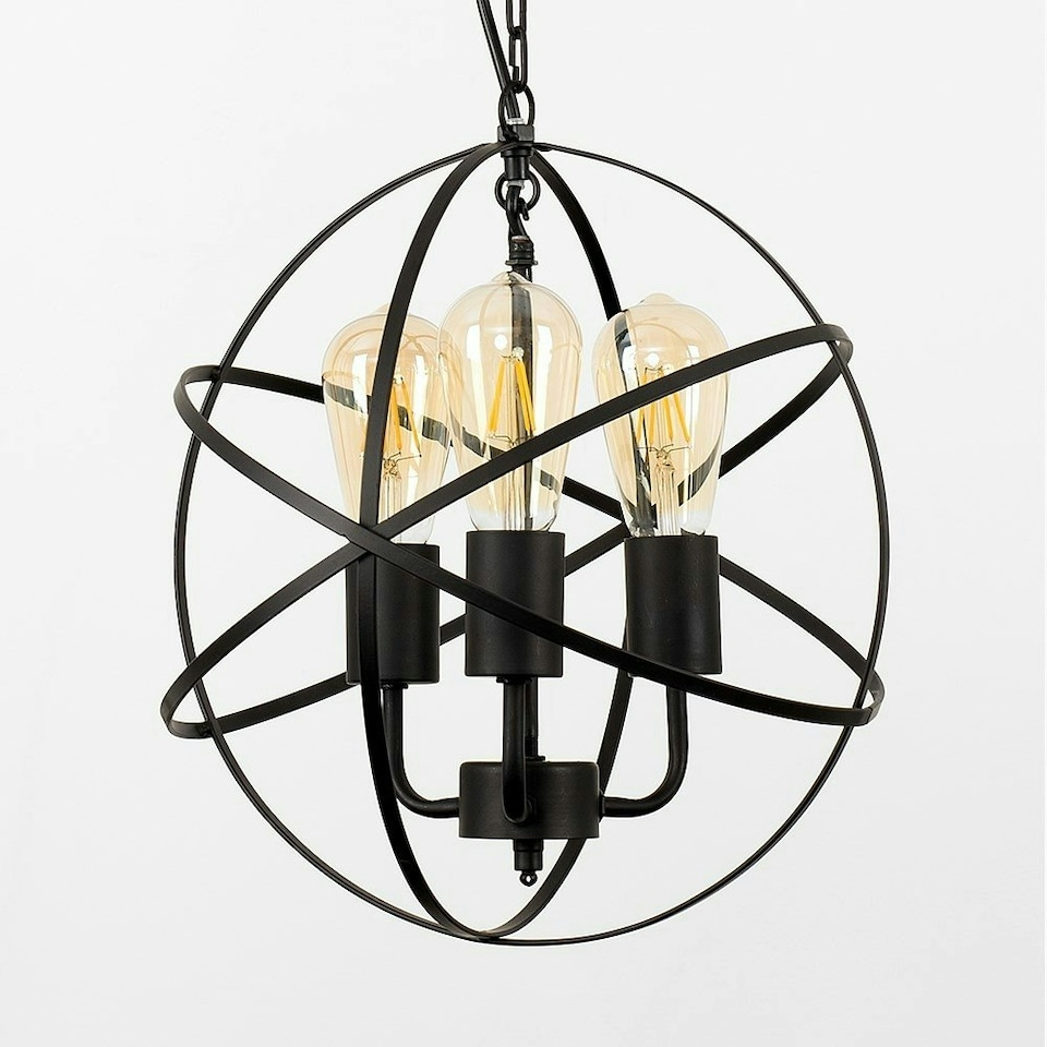 image 1 of ValueLights Dalton Black 3 Way Atom Design Ceiling Light Fitting