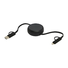 Alasia Aluminium 5 in 1 Retractable Connector Cable - Solid Black - One Size