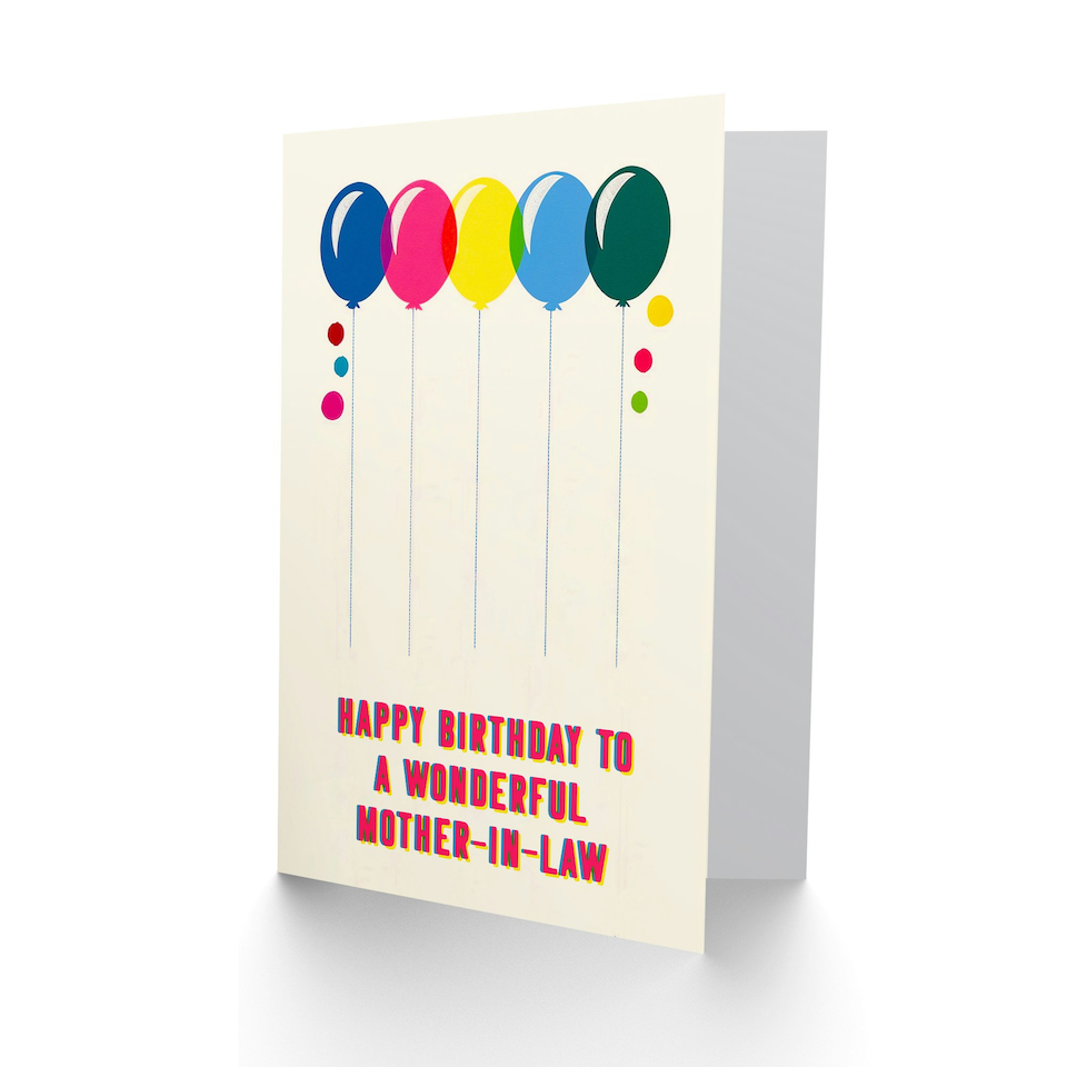 image 1 of Law Fun Colourful Cheerful Pink Yellow Mother in Law Birthday Card