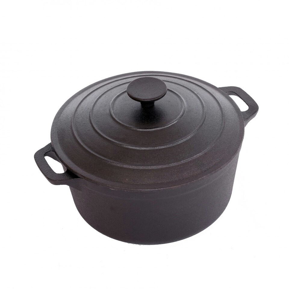 image 1 of Oypla 4L Cast Iron Non Stick Casserole Dish Pan with Lid Black