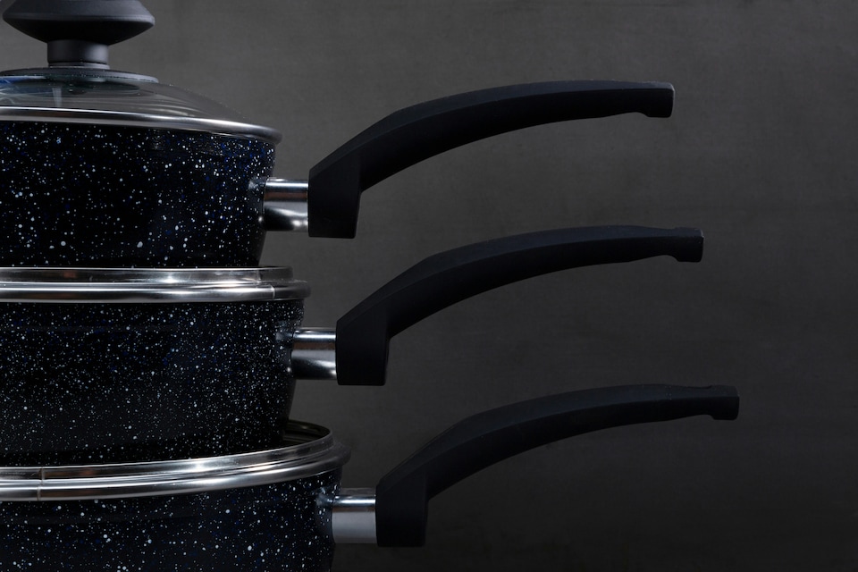 image 1 of Orsina 20cm Saucepan With Glass Lid, Non-Stick Aluminium Pan With Marble Effect Finish, Durable Cookware