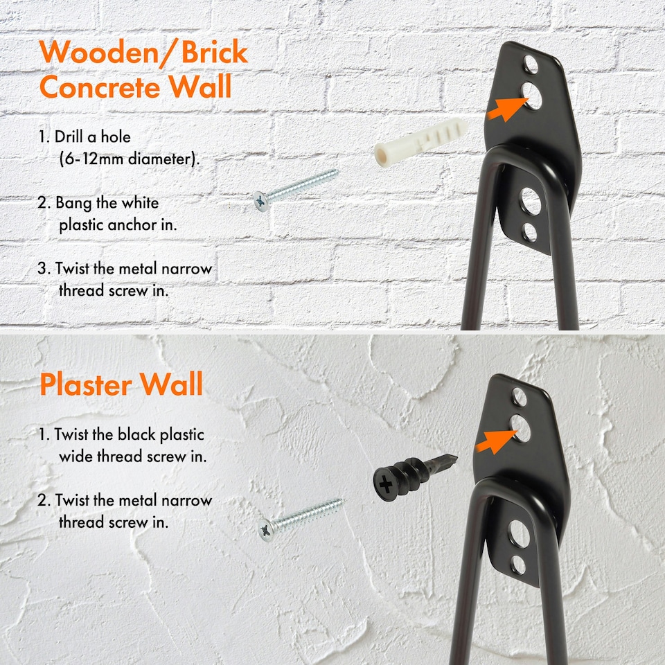 image 1 of VonHaus 10 Wall Mounted Tool Garage Hooks for Shed Storage