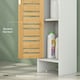 image 6 of HOMCOM Bathroom Cabinet, Slim Bathroom Unit with Adjustable Shelf, White White | Natural bamboo