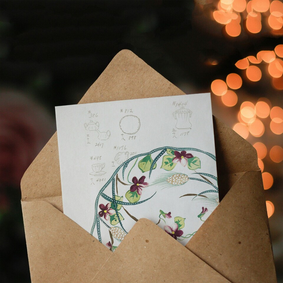 image 1 of Noritake Factory Japanese Art Card Vintage Floral Plate Design