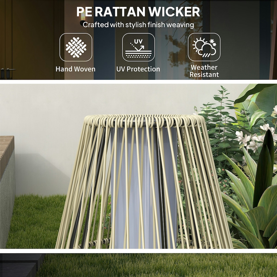 image 1 of Outsunny 72 cm Rattan Solar Floor Lamp, Auto On/Off LED Garden Light, Grey