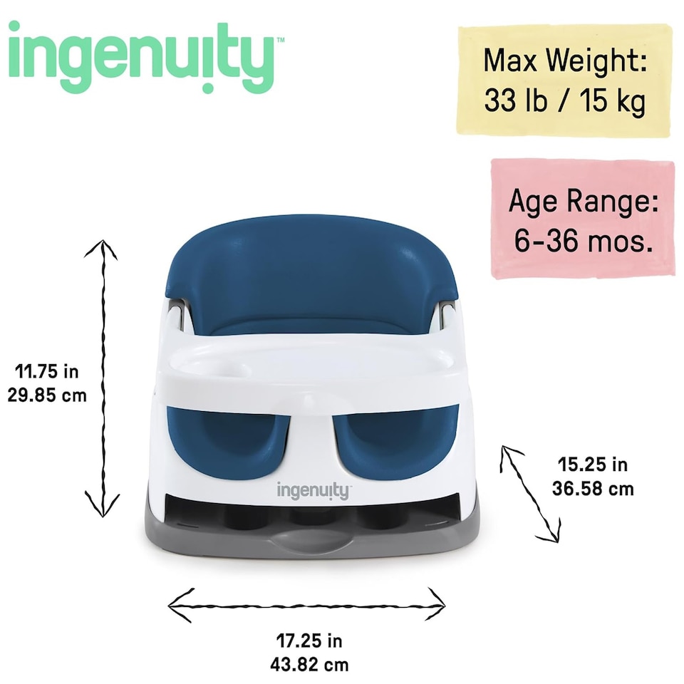 image 1 of Ingenuity Baby Base 2-in-1 Booster Feeding and Floor Seat Night Sky 16727 | Blue | Night sky | One Size | 1