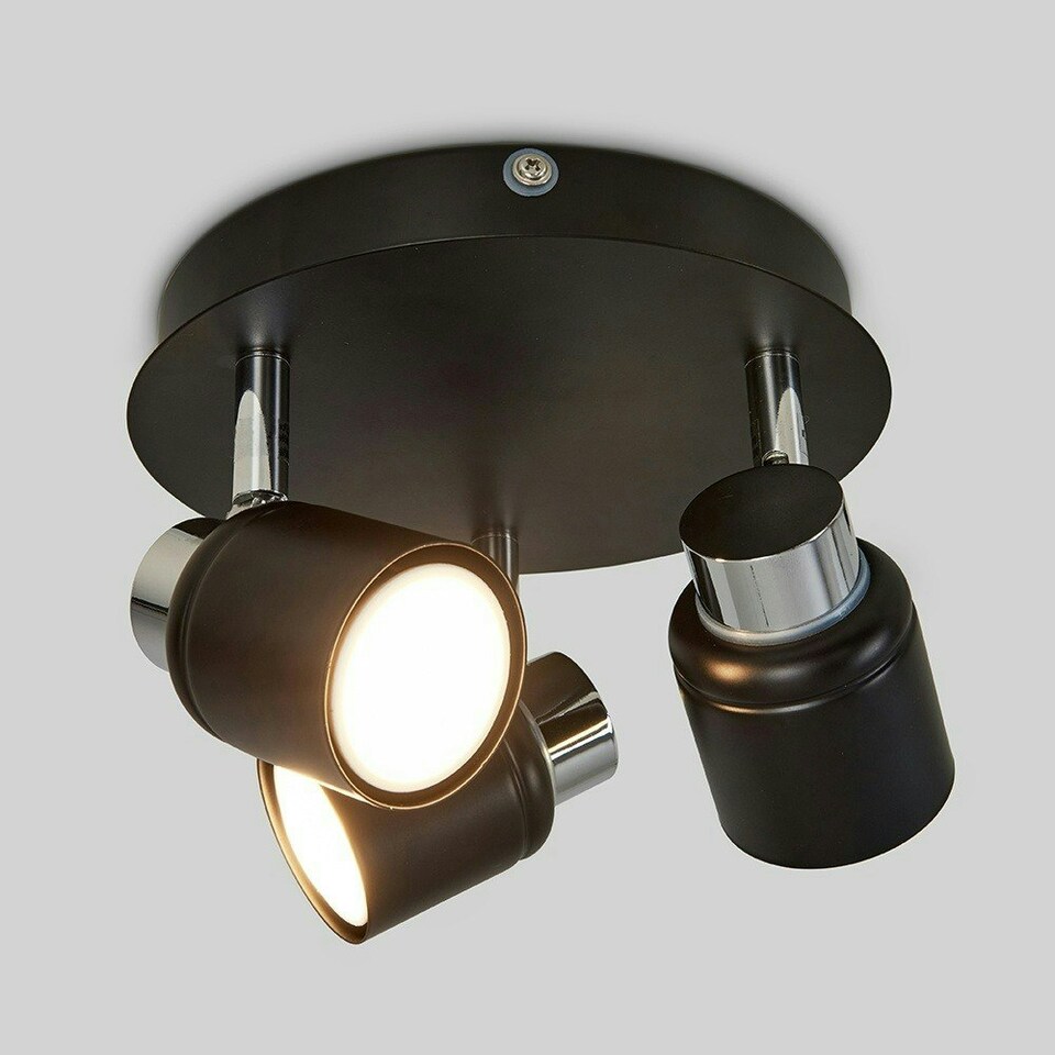 image 1 of ValueLights Benton Black IP44 Round Bathroom Ceiling Light Black